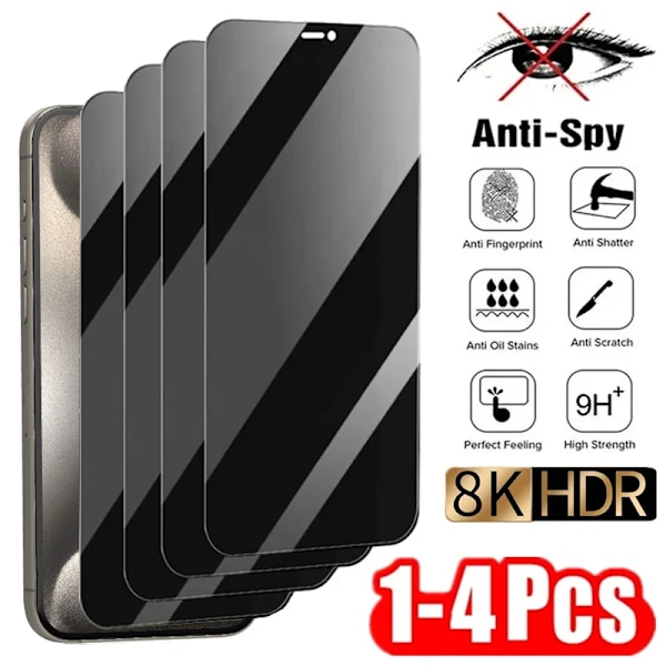 1-4 st Sekretess Skärmskydd för iPhone 15 14 11 13 12 Pro Max Mini 7 8 Plus Anti-spion Härdat Glas XR XS Film Tillbehör For iPhone XR 1 Pieces