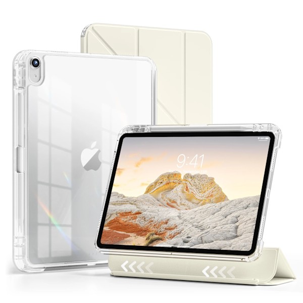 ZOYU Smart Case med pennhållare för iPad Air 4 Air 5 Air 6 A16 11:e M2 M3 iPad Pro 11 12.9 13 10 Gen 10.2 9:e 8:e 7:e Mini 7 6 Cream White iPad Air45 2020-2022