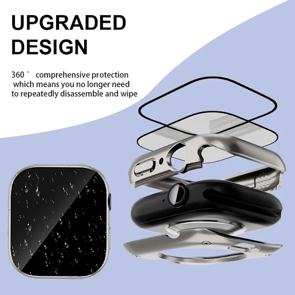 Skärmskydd för Apple Watch 46mm 45mm 44mm 40 41 42mm Hårt PC Framsida Baksida Stötfångare Skal iwatch 10 9 8 7 SE 6 Tillbehör titanium Series S10 46mm