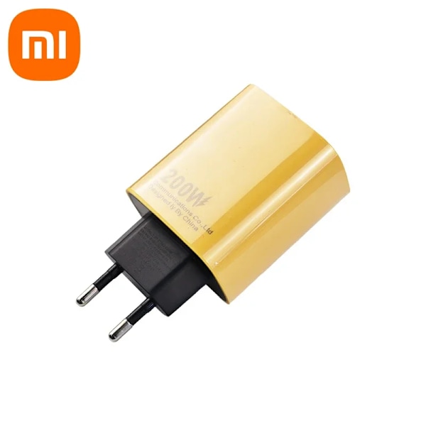 Xiaomi Original 200W Ultra Snabb Mobilladdare USB PD 2-I-1 Väggladdare Adapter EU-kontakt För iPhone Samsung Xiaomi Yellow