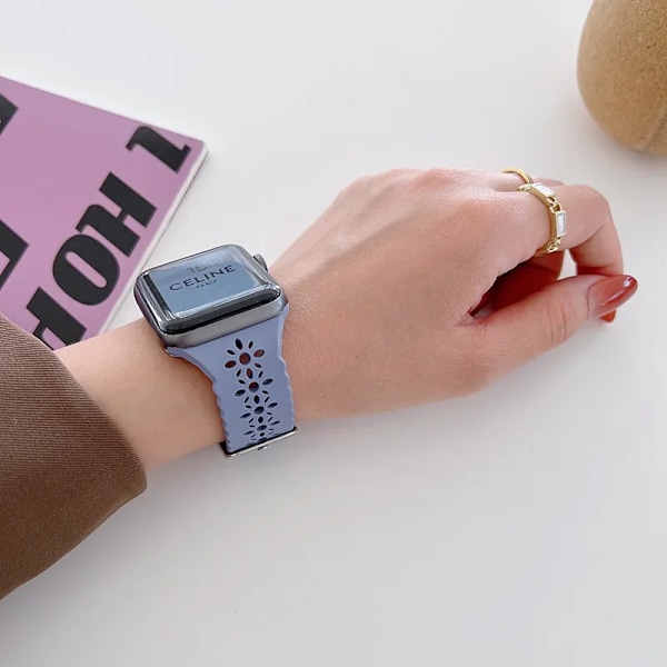 Silikonarmband för Apple Watch 44 mm 40 mm 38 mm 42 mm Ultra 2 49 mm Sportarmband iwatch Series 9 7 8 6 Se 5 4 3 41 mm 45 mm band lilac-9 38mm 40mm 41mm