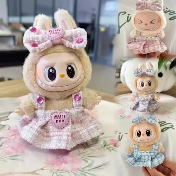 17cm Mini Plyschdockas Kläder Outfit Tillbehör För Korea Kpop Exo Labubu Idol Kostym Kläder Gåva 2pcs set pink D No Doll