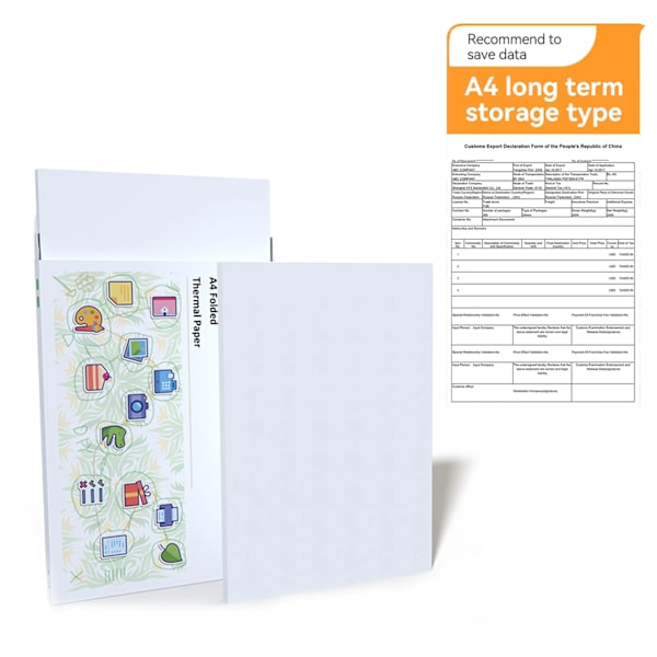 A4 Termopapper Termiskt Utskriftspapper 210*30mm för A4 Trådlös Bluetooth A40/X8 Skrivarpappersrulle 100PCS Long Storage
