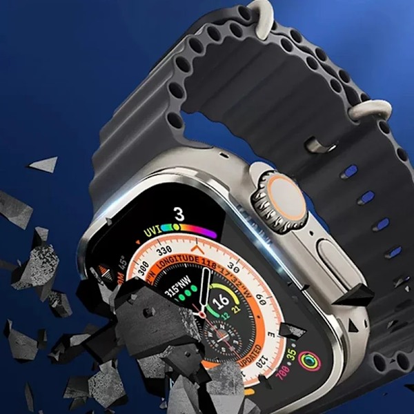HD Härdat Glas Film Skal för Apple Watch Ultra 49mm Aluminiumlegering Metallram Skärmskydd för iWatch Ultra 49mm Skal Black For Ultra 49MM