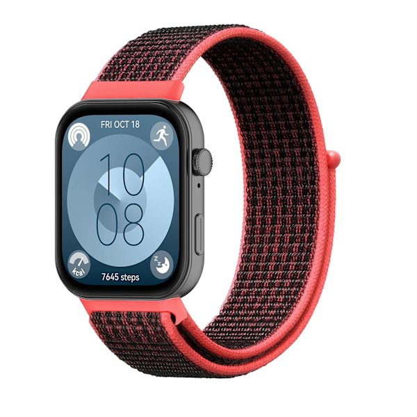 Nylonarmband för Huawei Watch Fit 4 3 Vävda Sport Smartwatch Armband Correa Huawei Watch Fit 4/4 Pro Armband Klockarmband Red Black Huawei Watch Fit 3