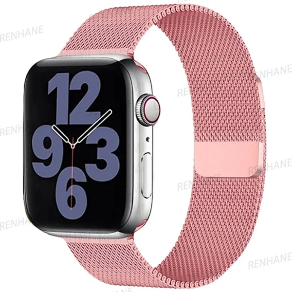 Milanese Armband för Apple Watch Ultra 2 49mm 45mm 46mm 44mm 40mm 42mm 41mm Armband för iWatch Series 10 9 3 4 6 5 SE 7 8 Rem Light pink 42(S3)-44-45-46-49mm