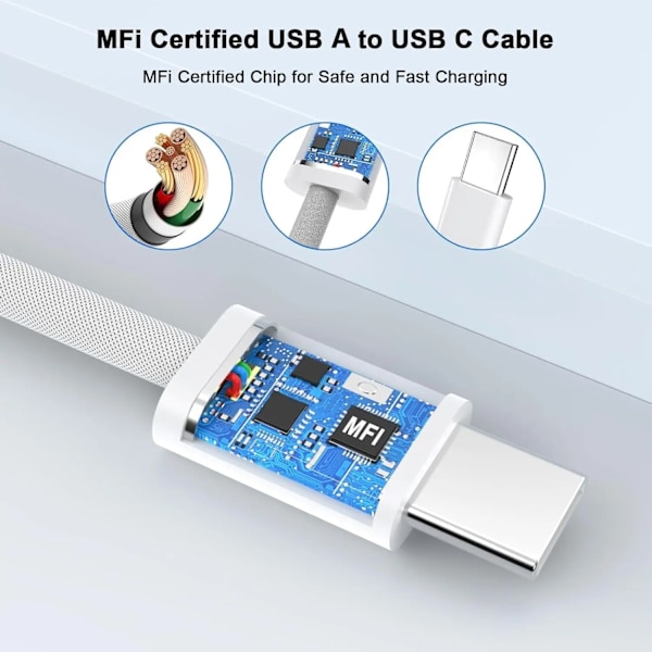 Original 60W PD USB till USB-C Snabbladdningskabel För Apple iPhone 16 Pro Max 15 Plus Typ C Snabbladdare Xiaomi Samsung Kabel 2m