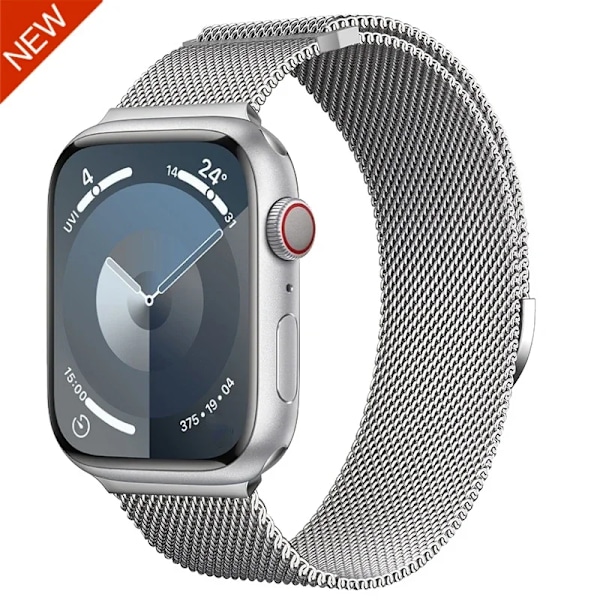 Magnetiskt Milanese Armband För Apple Watch Band 10 9 8 7 46mm 42mm 45mm 41mm Ultra 2 49mm Metallarmband iWatch 6 5 4 SE 44mm 40mm Silver NEW For Series 10 42mm