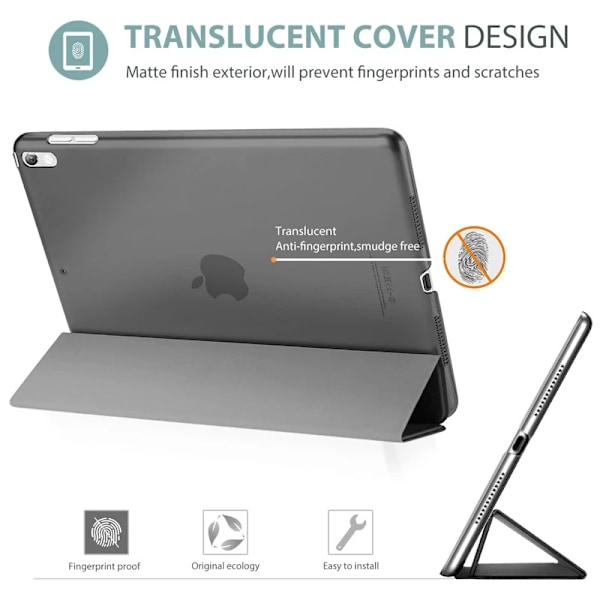 Smart Sleep Fodral för Apple iPad Air 2 air1 9.7 5:e 6:e Gen 10.2 9:e 8:e 7:e 10.5 Fodral Lyxigt PU Läder Tri-fold Wake up Funda Black For ipad 5th 6th 9.7