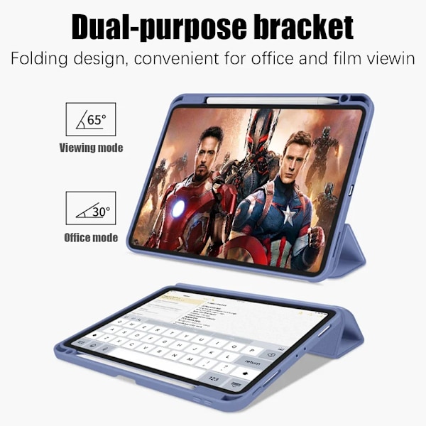 Skal för iPad 10:e 10.9 Generation A16 Pro 11 12.9 13 2025 Funda För iPad Air 5 4 7:e 8:e 9:e 10.2 Mini 6 7 Fodral Pennhållare Gray 7th 8th 9th 10.2