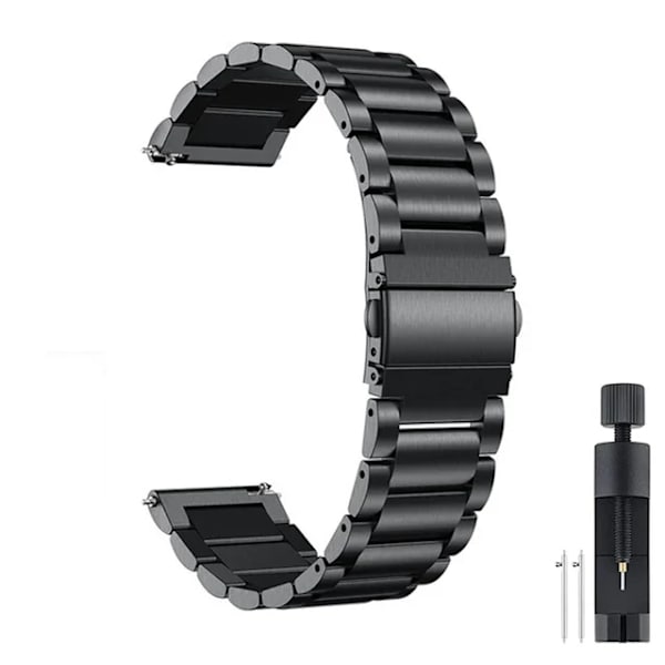22mm 20mm Metall Klockarmband För Garmin Vivoactive 3 4 5 Forerunner 245 645 158 55 165 745 965 255 256 Armband Venu 3 2 SQ2Music SZ-Black 20mm width