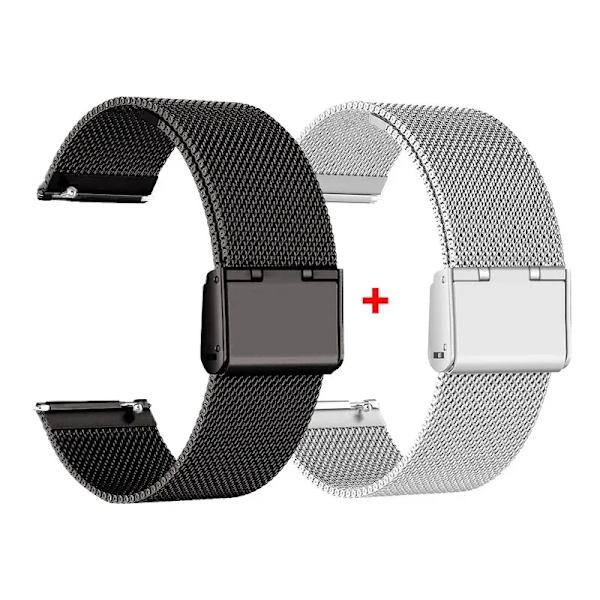 22mm 20mm Metall Klockarmband För Garmin Vivoactive 3 4 5 Forerunner 245 645 158 55 165 745 965 255 256 Armband Venu 3 2 SQ2Music K-Black-Silver 20mm width