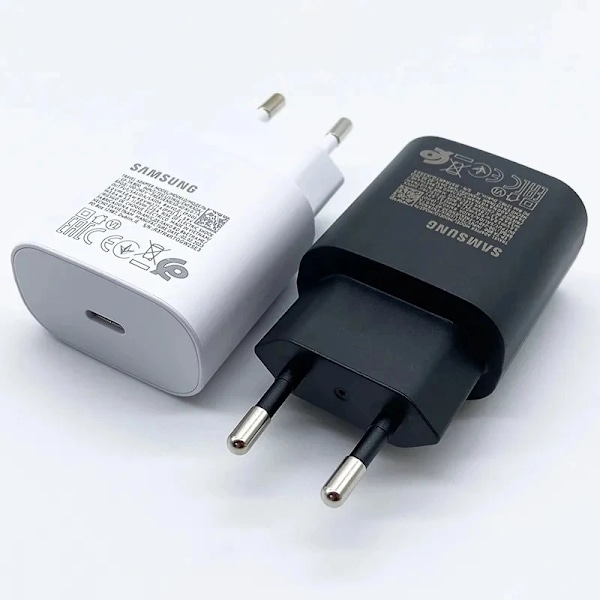 Ny SAMSUNG 25W Usb Typ C Supersnabb Laddare Pd Väggadapter S24 FE S23 S22 A16 A55 A52 F05 M55S Z Fold Flip 6 5 4 Cargador Black EU Charger