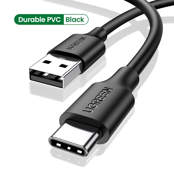 UGREEN 3A USB Typ C-kabel för Realme Xiaomi Samsung S21 Snabbladdningskabel USB-C Laddare Datakabel för iPad Samsung Poco USB C Durable PVC Black 2m