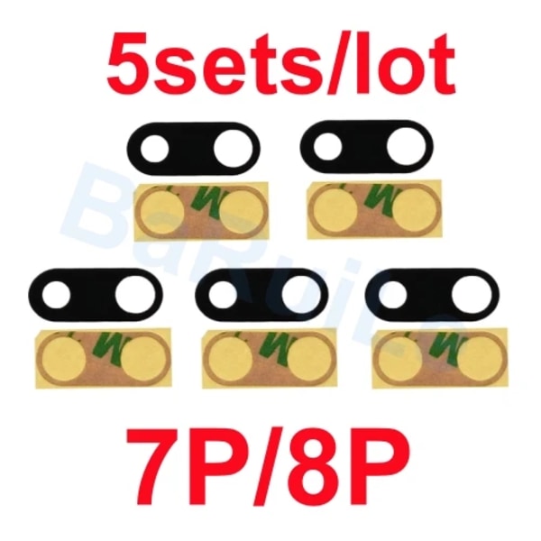 BaRuiLe 5-pack Bakre Kameralins Glas för iPhone 15 Pro Max 14 Plus 13 MINI 12 11 XR XS XSMax X 6 7P 8 lins med Självhäftande 5x 7P 8P