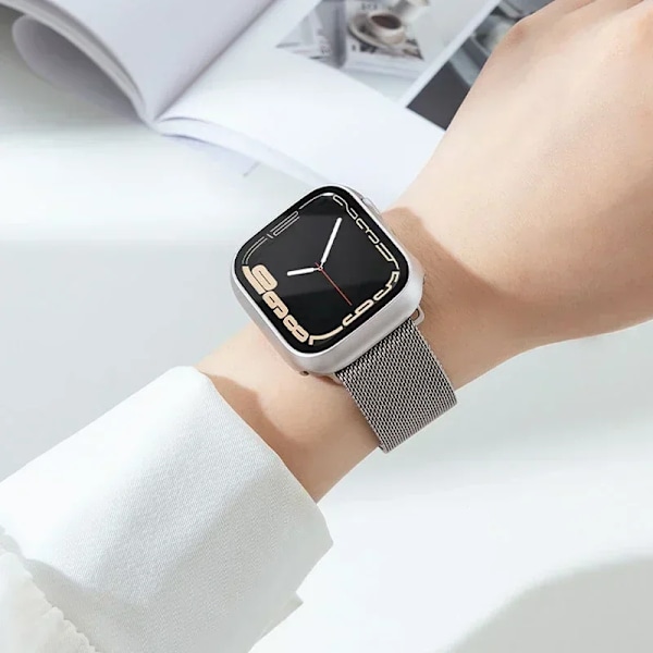 Härdat Glas+Skal För Apple Watch serie 10 42mm 46mm Matt Hård PC bumper Skärmskydd Fodral iWatch 10 42/46 Tillbehör Starlight 38 4 - 6.9 Inches