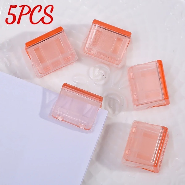 Godisfärg Transparent Tryck Gem Pusher Papper Testfiler Mini Förvaringsklämma Indexsida Klämma Kontorsbindning Skrivmaterial Pink 5PCS