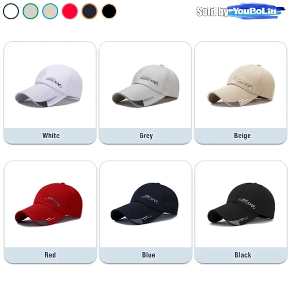 Sommarhatt i bomull med förlängd brätte, texttryck, justerbar baseballkeps, solhatt, truckerkepsar, pappahattar Red