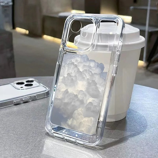 Skal för iPhone 15 14 13 12 11 XSM XR X 7 8 Plus Blomma Himmel Ins Telefonskal Fullständigt Skydd Transparent Skal Mjukt Omslag KY-02-D0013 IPhone Xr