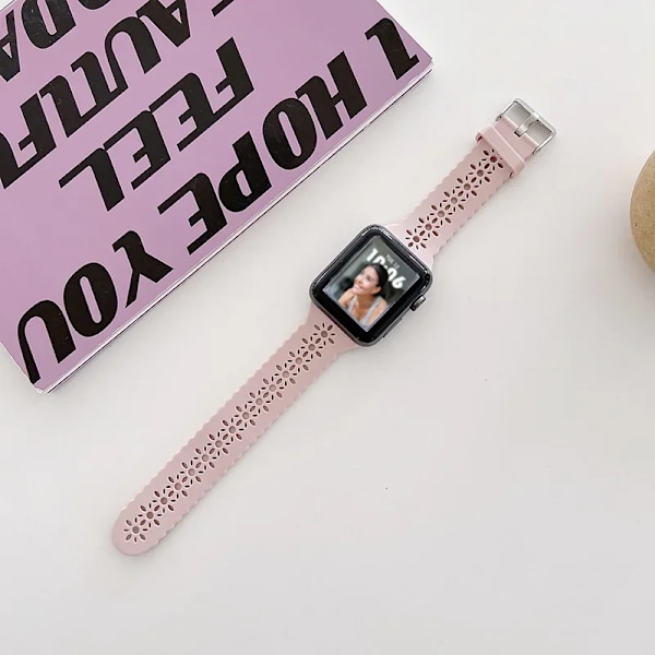Silikonarmband för Apple Watch 44 mm 40 mm 38 mm 42 mm Ultra 2 49 mm Sportarmband iwatch Series 9 7 8 6 Se 5 4 3 41 mm 45 mm band Pink-15 42mm 44mm 45mm 49mm