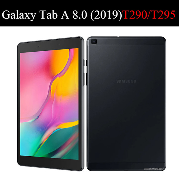 Fodral för Samsung Galaxy Tab A 8.0\" 2019 Skydd Flip Tablet Fodral Läder Smart Magnetiskt Ställ Skal PC Baksida SM-T290 SM-T295 PU Black SM-T290 T295