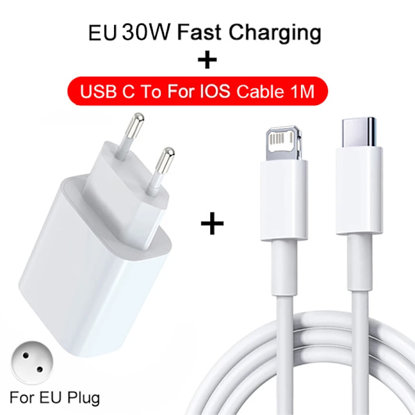 PD 20W USB C Laddare För APPLE iPhone 12 13 11 14 Pro Max Plus Mini Snabbladdning XR X XS SE USB Typ C Kabel För iPhone Laddare EU Charger and Cable