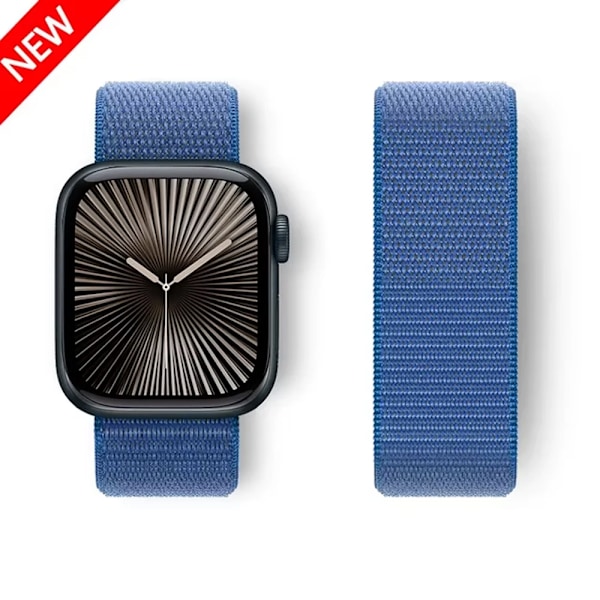 Nylon Loop Armband för Apple Watch band 44mm 40mm 45mm 41mm 46 42mm 49mm 44 45 mm armband iWatch serie 10 9 SE 7 6 5 4 Ultra 2 Ultramarine blue 141 42 44 45 46 49 mm