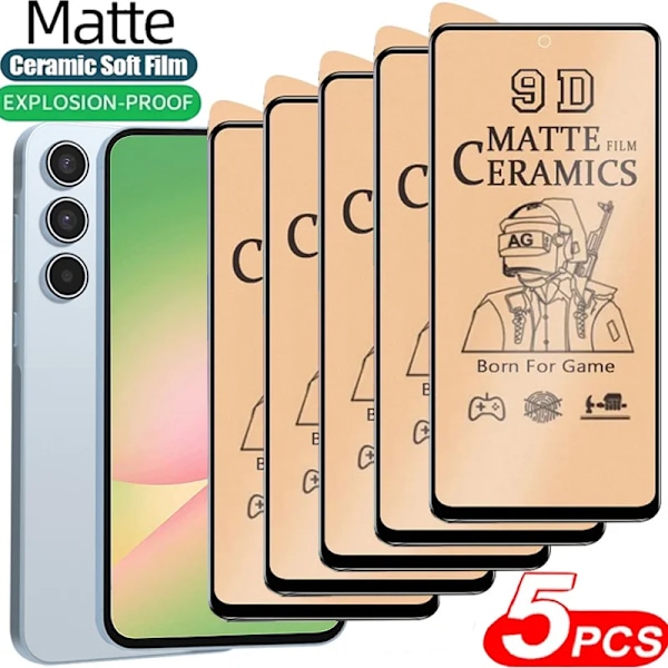 5 st Matt Keramisk Film för Samsung Galaxy A55 A16 A54 A56 A36 A26 A35 A25 A15 5G A24 A34 A14 A53 A33 A32 A51 Skärmskydd A14 5G 5 Pieces