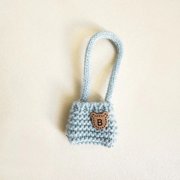 Kläder för 15-17 cm v1v2 Labubu, outfit Labubu Sittande Party Bear, Etikett, Halsduk, Hatt, Väska, Docktillbehör, Söt Dekoration Yarn Blue B Bag no doll