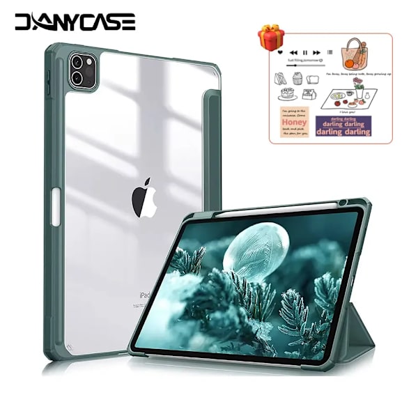Fodral för iPad 13 tum M2 M4 2024 för iPad Air 11 Air 5/4 10.9 Pro 11 Mini 7 6 8.3 tum 10.2 7/8/9:e iPad 10:e 10.9 9.7 5/6:e Skydd Dark green Pro 11 2nd 3rd 4th