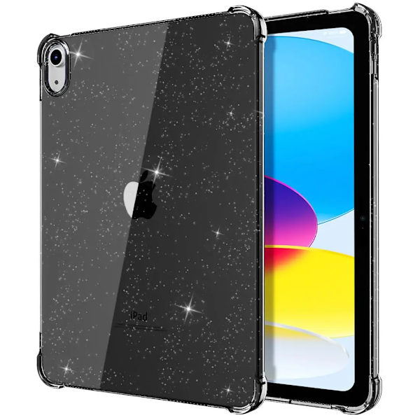 För iPad Air Mini Pro 8.3 9.7 10.2 10.9 11 11:e 10:e 9:e 8:e generationen, skimrande glittrande mjukt silikonskal med airbag Black iPad Pro 11 2022