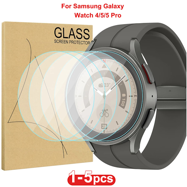 1-5 st Härdat Glas för Samsung Galaxy Watch 5 Pro 45mm Vattentätt Härdat Skärmskydd Film för Watch 4/5 40mm/44mm Galaxy Watch 5 40mm 1PCS