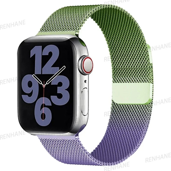 Milanese Armband för Apple Watch Ultra 2 49mm 45mm 46mm 44mm 40mm 42mm 41mm Armband för iWatch Series 10 9 3 4 6 5 SE 7 8 Rem Purple green 38-40-41-42mm(S10)