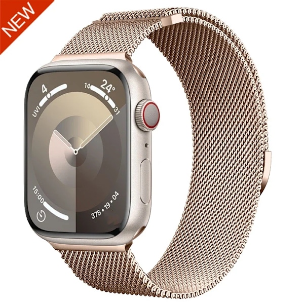 Magnetiskt Milanese Armband För Apple Watch Band 10 9 8 7 46mm 42mm 45mm 41mm Ultra 2 49mm Metallarmband iWatch 6 5 4 SE 44mm 40mm Retro gold NEW For Series 10 46mm
