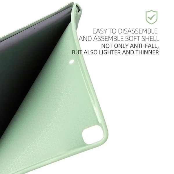 Fodral för iPad 11 A16 11:e 2025 11 tum TPU Y-vikbart magnetiskt stativ Mjukt bakre skal Fodral för iPad 10:e generationen 2022 10,9 tum Light Green iPad 10th 2022 10.9