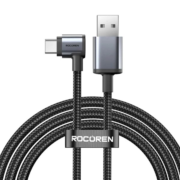 Rocoren 3A 90 Graders USB Typ C Kabel QC 3.0 Snabbladdningskabel För Mobiltelefon Samsung Huawei Xiaomi Laddningsvinkel Datakabel Gary 1m