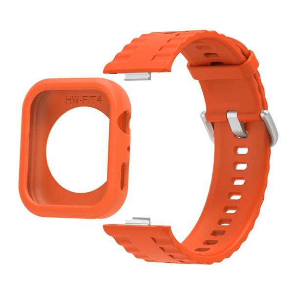 Silikonarmband för Huawei Watch Fit 4 Pro, fallskydd, mjukt fodral för Huawei Watch Fit 4/4Pro, andningsbart armband för fit 4 Orange For Huawei Fit 4