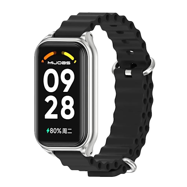 Armband för Xiaomi Smart Band 8 9 Active Armband Mi Band 8 Active Armband Klockarmband Correa Armband Ersättningstillbehör Black Silver 2 for Xiaomi 9 Active