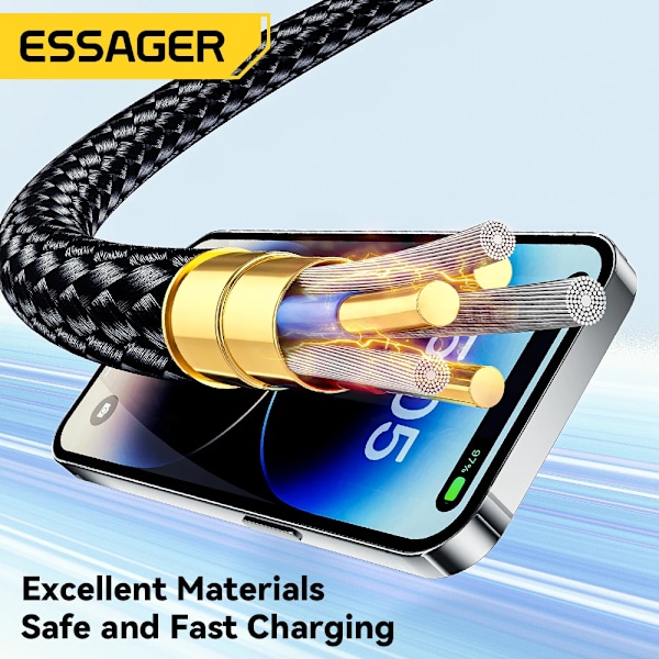 Essager USB C-kabel för iPhone 14 13 12 11 Pro Max Xs 8 Plus iPad Macbook Sladd 29W PD Snabbladdning Typ C till Lightning Datakabel Black 27W 3m