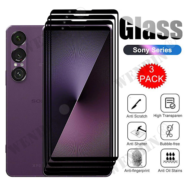 3 st Härdat Glas För Snoy Xperia 1 VII VI 10 5 VI V IV III II Xperia Pro-I Fulltäckande Skärmskydd Clear Sony Xperia 1 VII