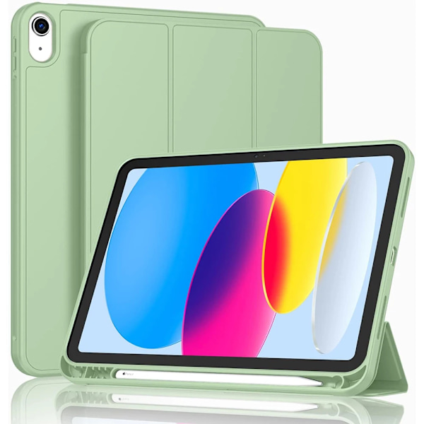 Funda Fodral för IPad 10:e Gen IPad Pro11 Air11 2024 IPad Air5 10.2 10.5 Air1 2 5:e 6:e 9.7 Magnetiskt Tablet Fodral med Pennhållare Light Green iPad 10th Generation