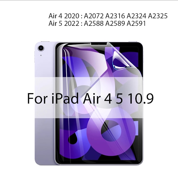 Hydrogel Film för Ipad Pro 13 M4 12.9 Air M2 M3 11 5 4 A16 10 9 9:e 10:e Generationen Mini 7 6 2025 Skärmskydd Tillbehör Air 4 Air 5