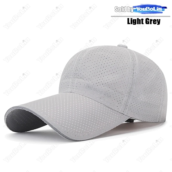 Sommar Keps med Bred Skärm, Andningsbar, Perforerad, Snabbtorkande, Justerbar - Solhatt Truckerkepsar Pappa Hattar LightGrey