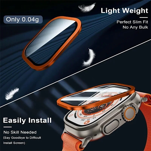 Härdat Glas för Apple Watch Ultra 49mm Titanmetallram Anti-Repa film Skärmskydd Tillbehör Series Ultra2 49mm Orange 5 For Apple ultra