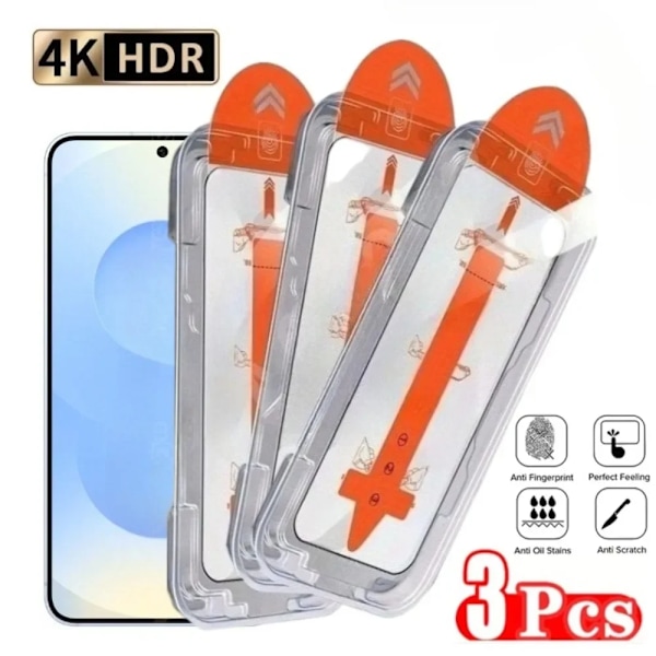 3-pack Högupplöst Härdat Glas för Samsung Galaxy S25 S23 S24 Ultra S22 S21 Plus S24 FE Dammtät Installation Skärmskydd Galaxy S24 FE Tempered glass