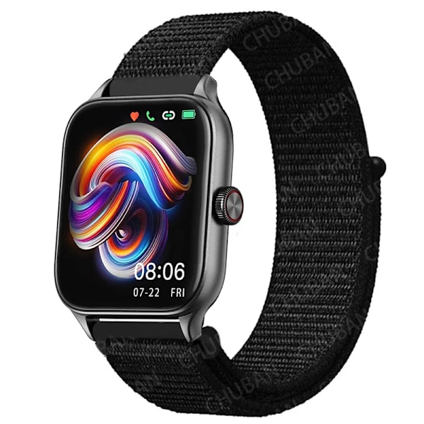 20mm 22mm Nylon Loop band för Amazfit GTS4/2/3/3pro/2e/GTS2 Mini/GTR 4 42mm/47mm/GTR2/2e/stratos armband Amazfit bip rem 9 dark black 22mm