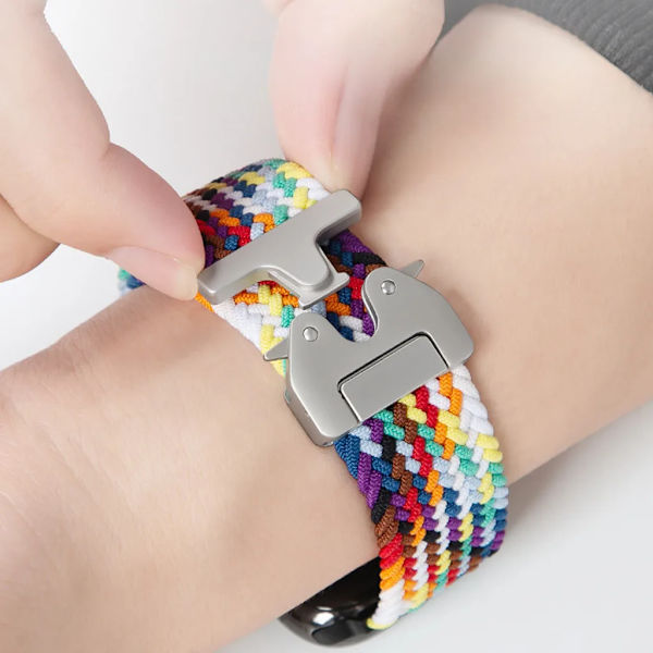 Elastiskt flätat soloband i nylon för Huawei Watch Fit 4 pro/4/3 Armband Herr Dam Armbandsur för Huawei Fit 2 Fit 1 Band BRainbowB For Huawei Fit 2