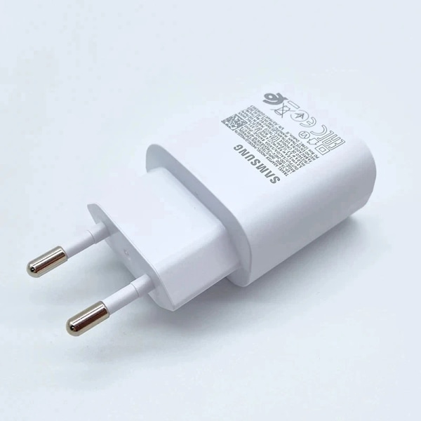 Ny SAMSUNG 25W Usb Typ C Supersnabb Laddare Pd Väggadapter S24 FE S23 S22 A16 A55 A52 F05 M55S Z Fold Flip 6 5 4 Cargador White EU Charger