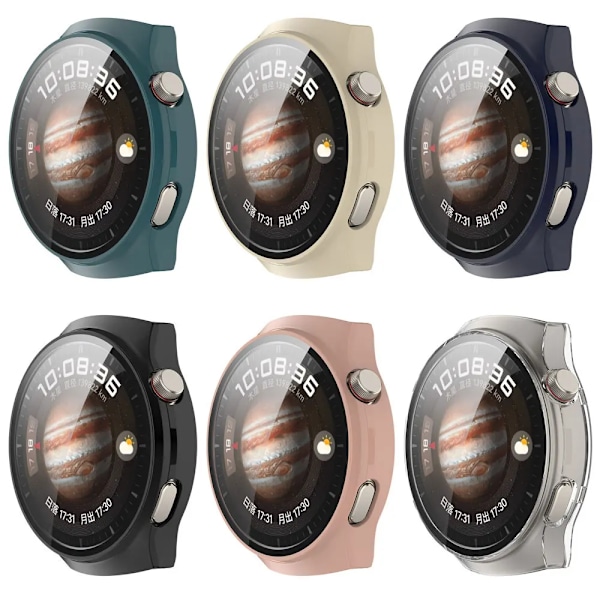 PC Klockskyddsfodral för Huawei Watch4 Pro Space Edition Stötsäkert Fullskärmsskydd Skal /M Härdat Glas clear
