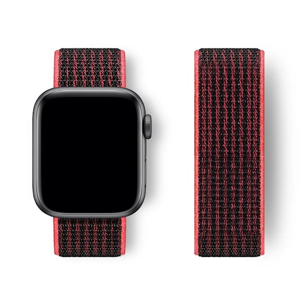 Nylon Loop Armband för Apple Watch band 44mm 40mm 45mm 41mm 46 42mm 49mm 44 45 mm armband iWatch serie 10 9 SE 7 6 5 4 Ultra 2 red black 10 42 44 45 46 49 mm